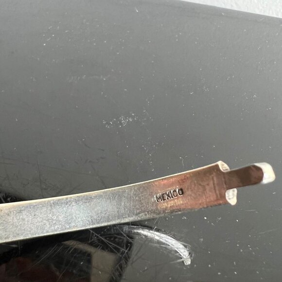 Vintage Mexico Silver Bracelet, Inlaid Onyx - Picture 5 of 5